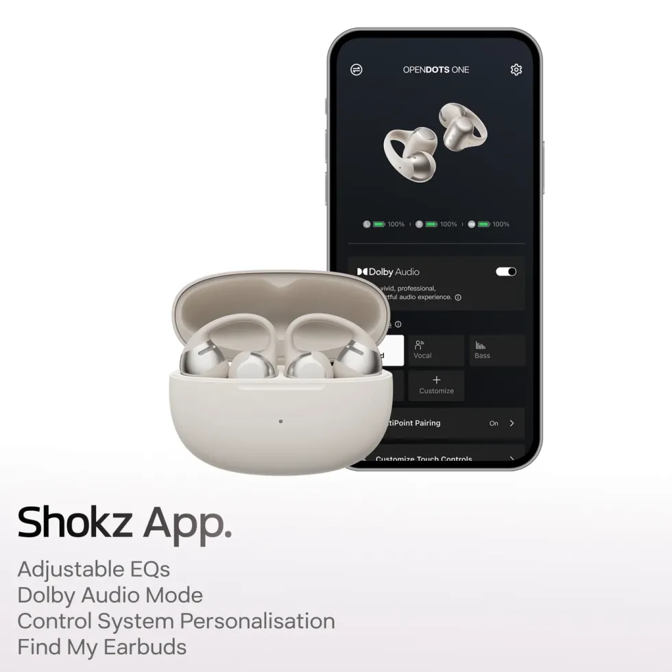 Shokz OpenDots One – trådløse åpne clip-on-hodetelefoner Grå