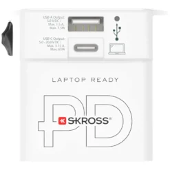Skross AC65PD ujordet reiseadapter med USB PD 65W