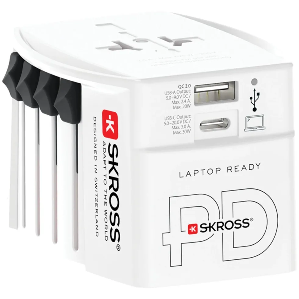 Skross AC30PD ujordet reiseadapter med USB PD 30 W