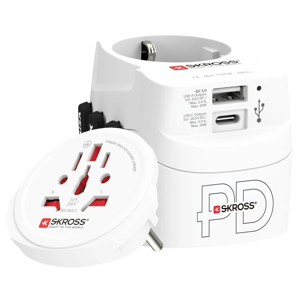 Skross Jordet reiseadapter - universal med USB-uttak
