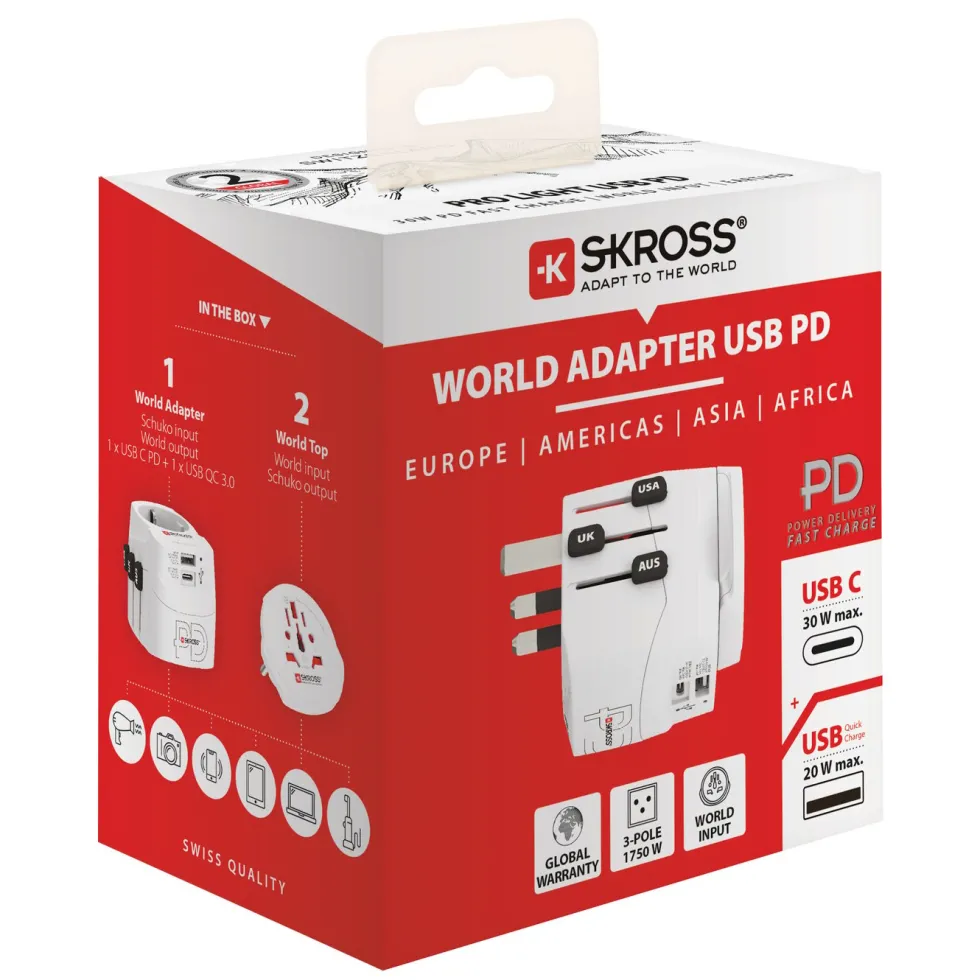 Skross Jordet reiseadapter - universal med USB-uttak