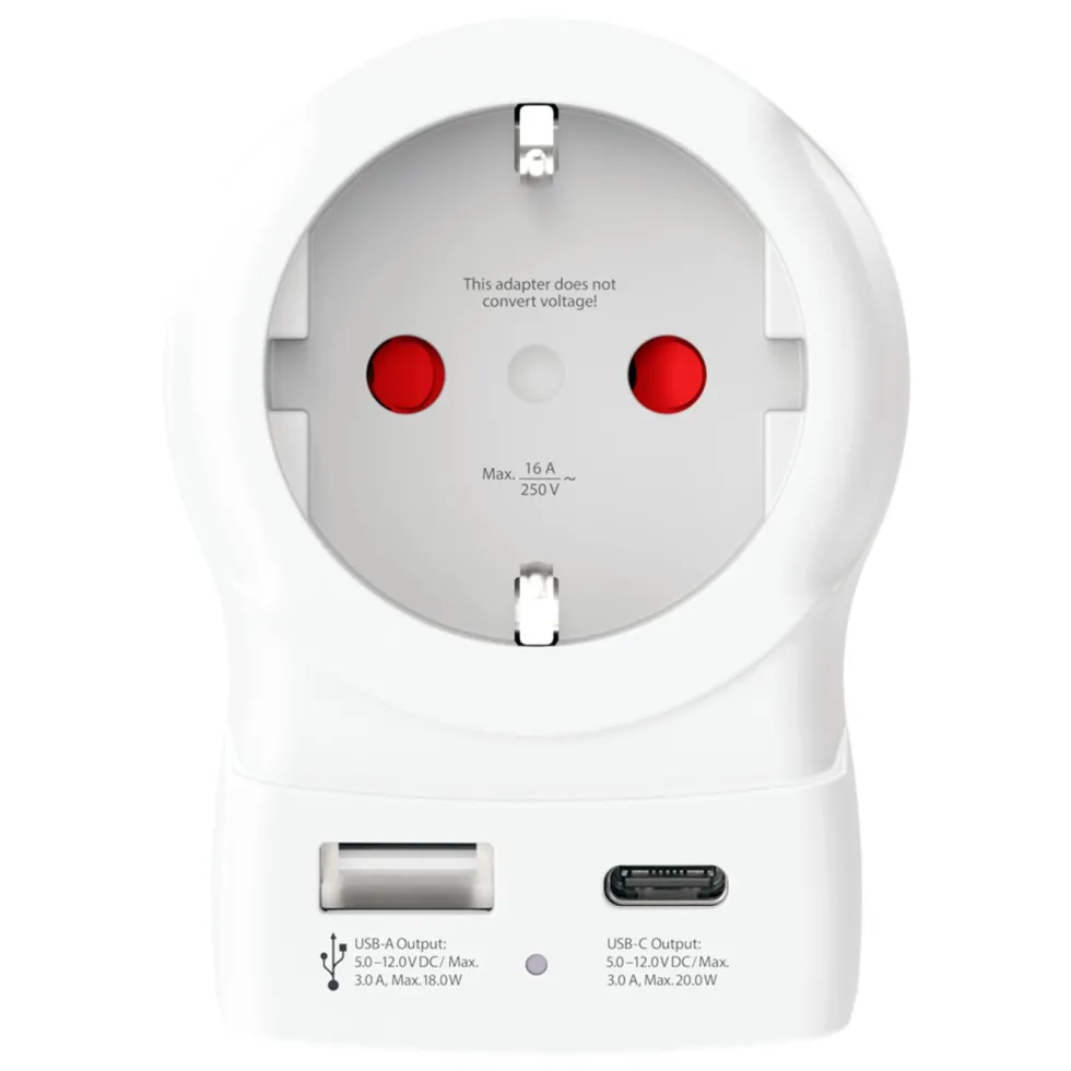 Skross Reiseadapter Europa til UK USB AC PD 20W
