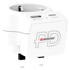Skross Reiseadapter Europa til UK USB AC PD 20W
