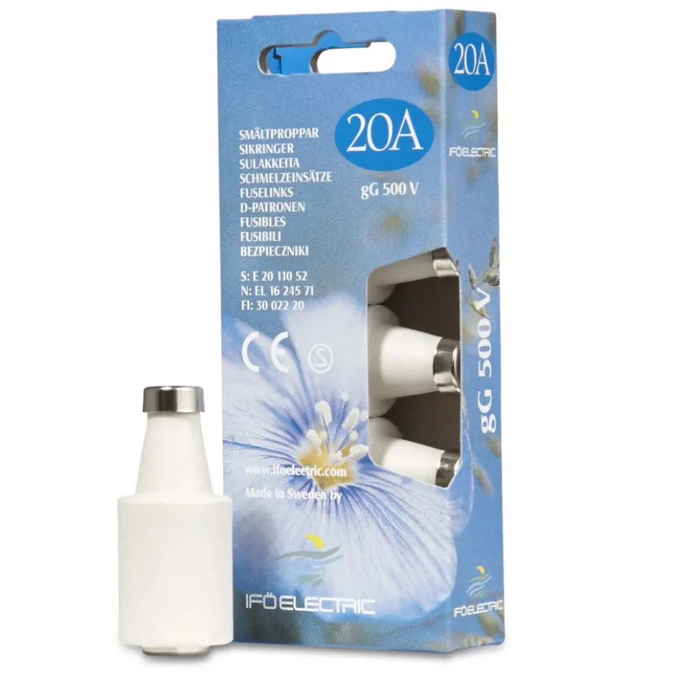 Skrusikringer, 5-pk. 20 A Blå