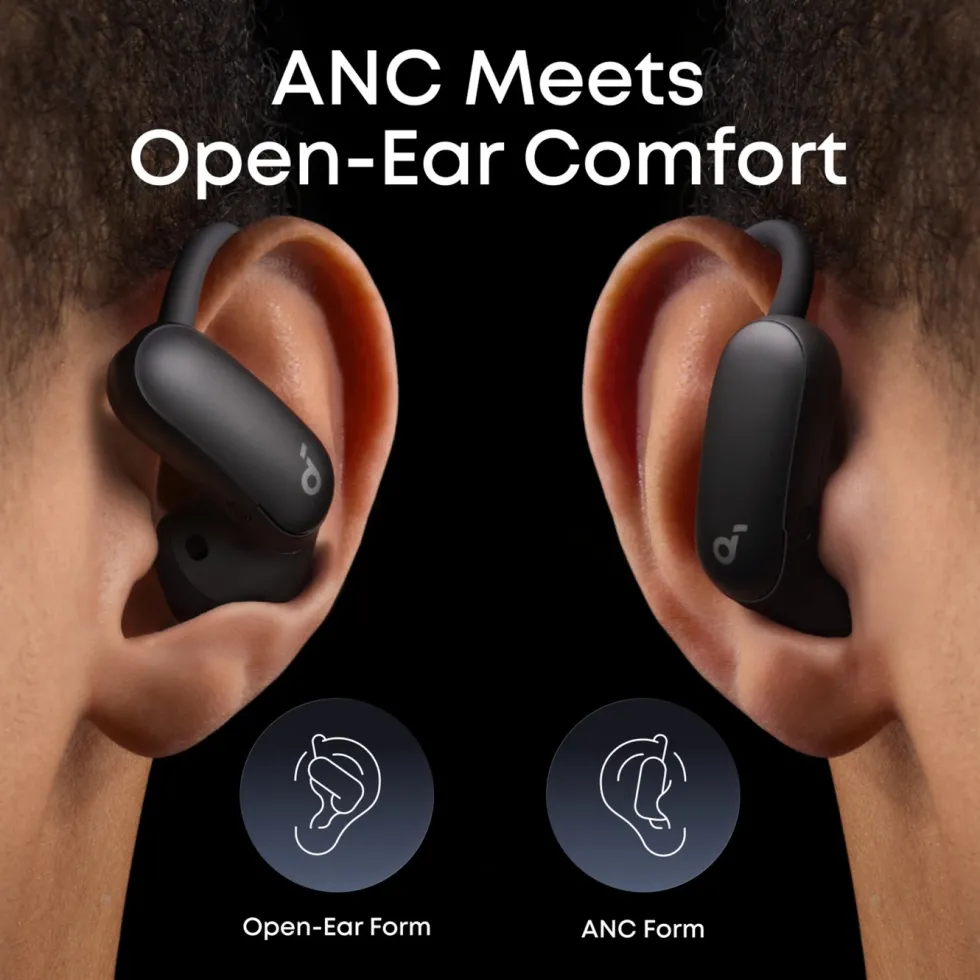 Soundcore AeroFit 2 Pro open ear-hodetelefoner med støyreduksjon Svart