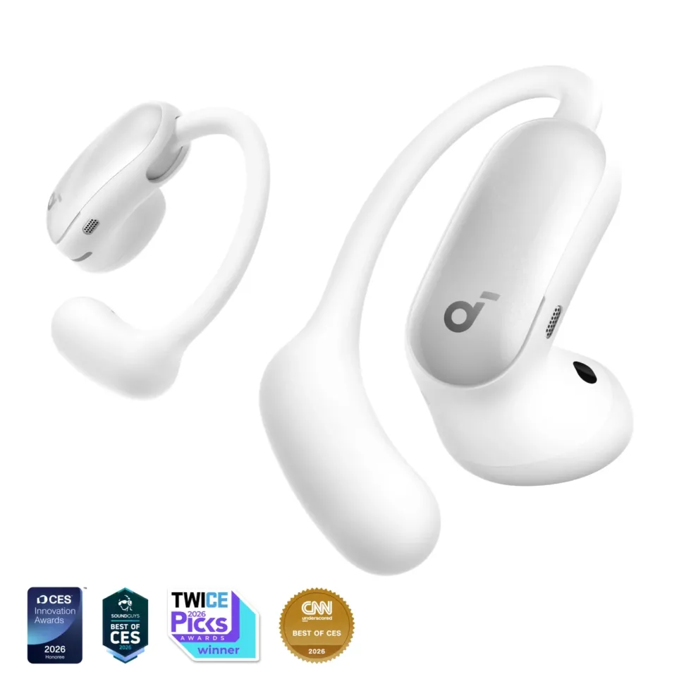Soundcore AeroFit 2 Pro open ear-hodetelefoner med støyreduksjon Hvit