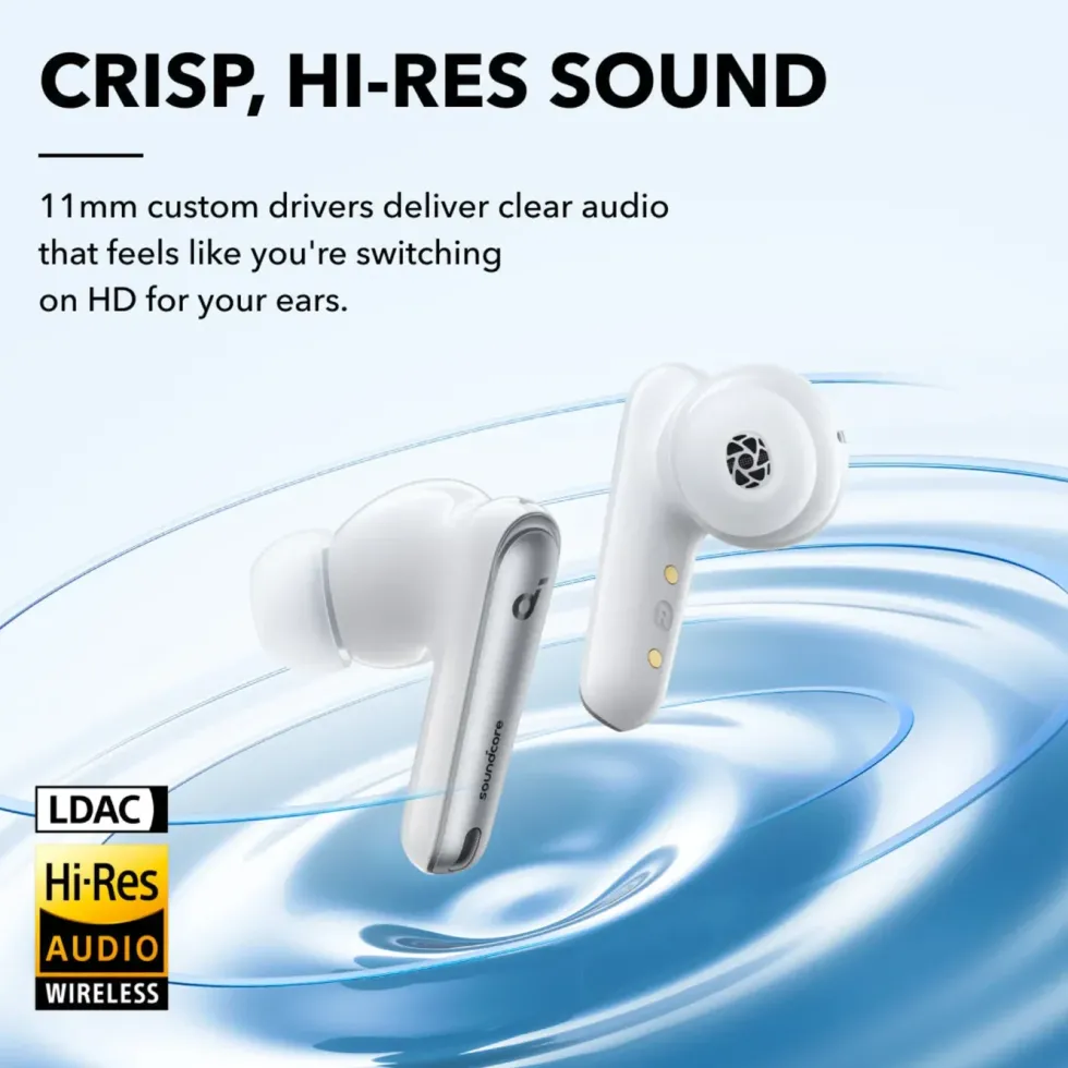 Soundcore Liberty 4 NC trådløse hodetelefoner med støyreduksjon Clear White
