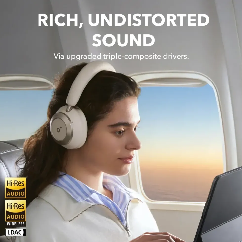 Soundcore Space One Pro Trådløse ANC-hodetelefoner Cream-White
