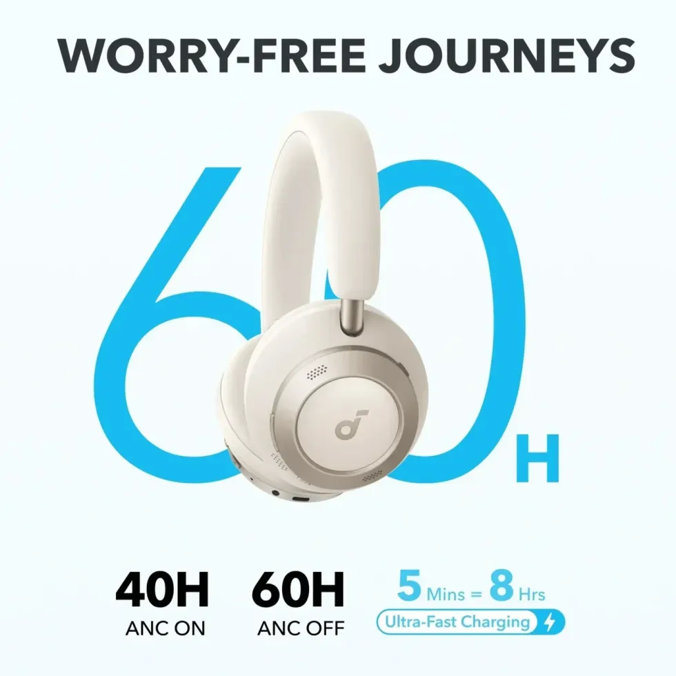 Soundcore Space One Pro Trådløse ANC-hodetelefoner Cream-White