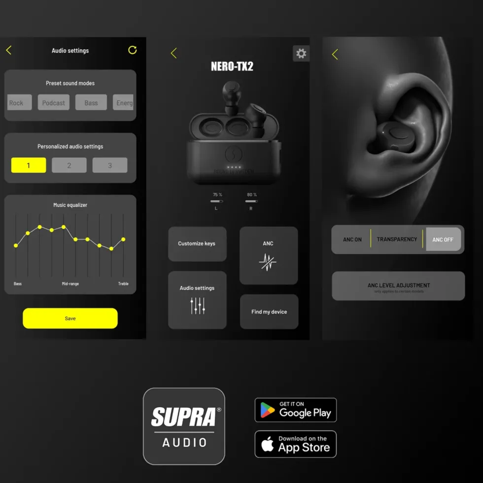 Supra NERO-TX2 trådløse in-ear-hodetelefoner Svart