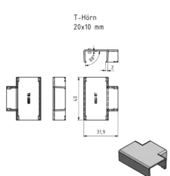 T-kobling for kabelkanal 20x10 mm