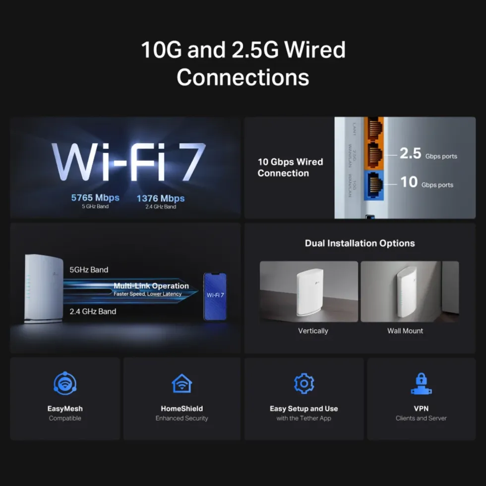 TP-Link Archer BE450 Wifi 7 Ruter BE7200