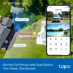 TP-Link Tapo C545D Overvåkingskamera med doble linser 2K, IP66, wifi