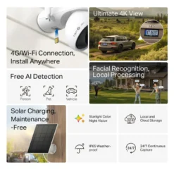 TP-Link Tapo C665G Solcelledrevet 4K Pan/Tilt overvåkingskamera med Wi-Fi/4G