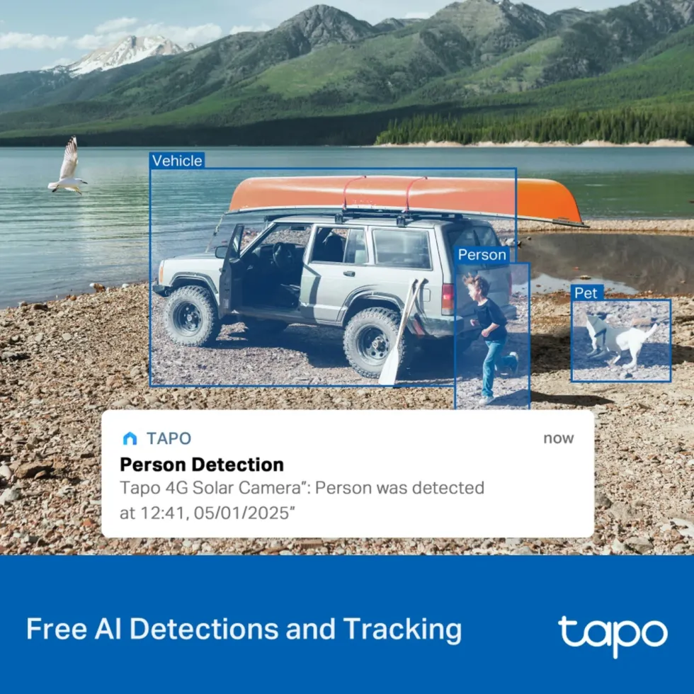 TP-Link Tapo C665G Solcelledrevet 4K Pan/Tilt overvåkingskamera med Wi-Fi/4G