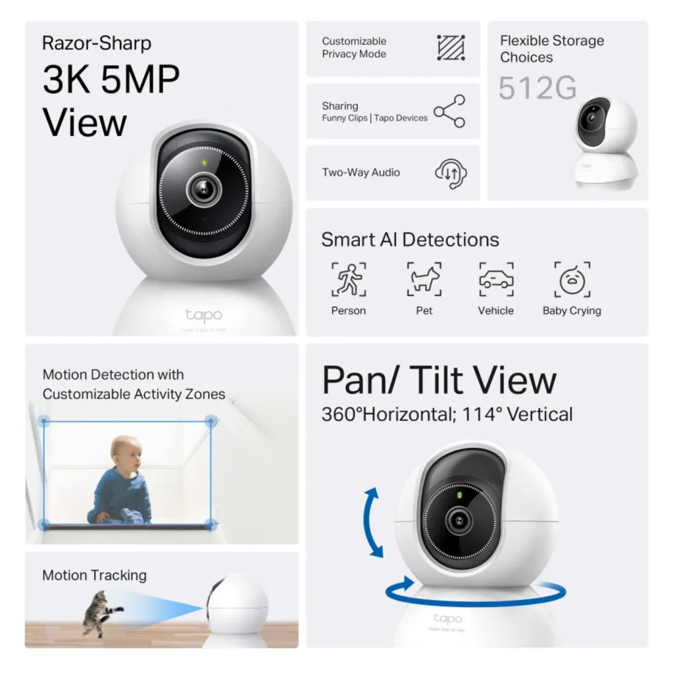 TP-Link Tapo C230 Pan/Tilt AI Overvåkingskamera