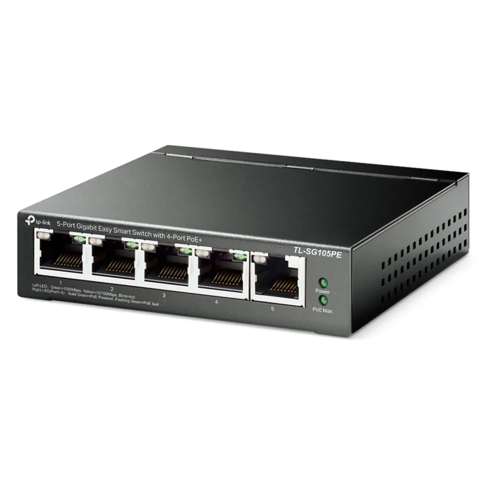 TP-Link TL-SG105PE Administrerbar gigabitswitch 5 porter PoE+