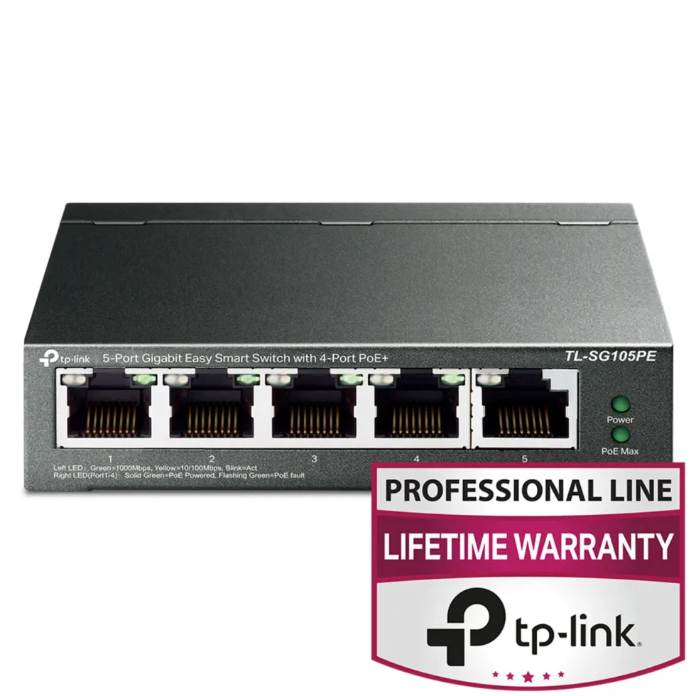 TP-Link TL-SG105PE Administrerbar gigabitswitch 5 porter PoE+