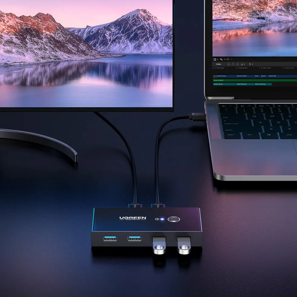 Ugreen USB 3.0-switch med 4 porter for to datamaskiner
