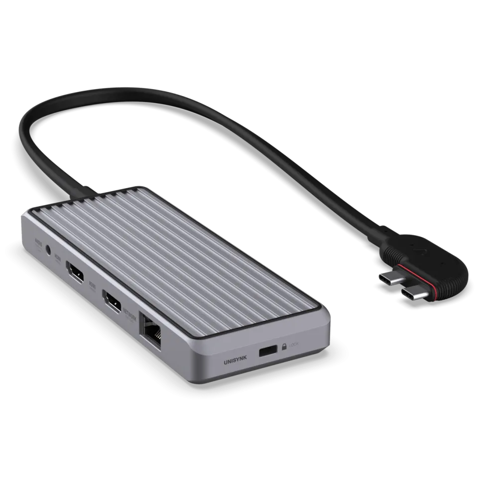 Unisynk 10-ports USB-C-hub for doble skjermer for Mac Grå