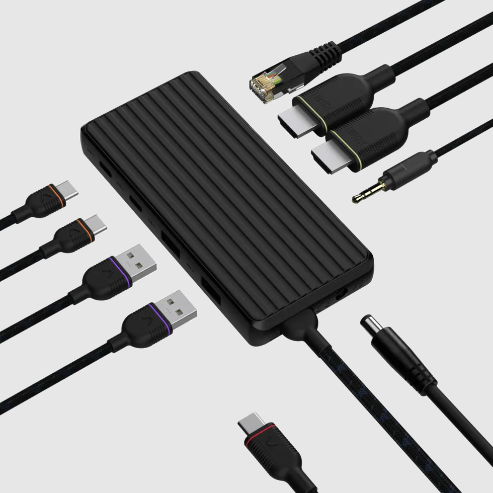 Unisynk USB-C-dokkingstasjon 9 porter 4K for to skjermer