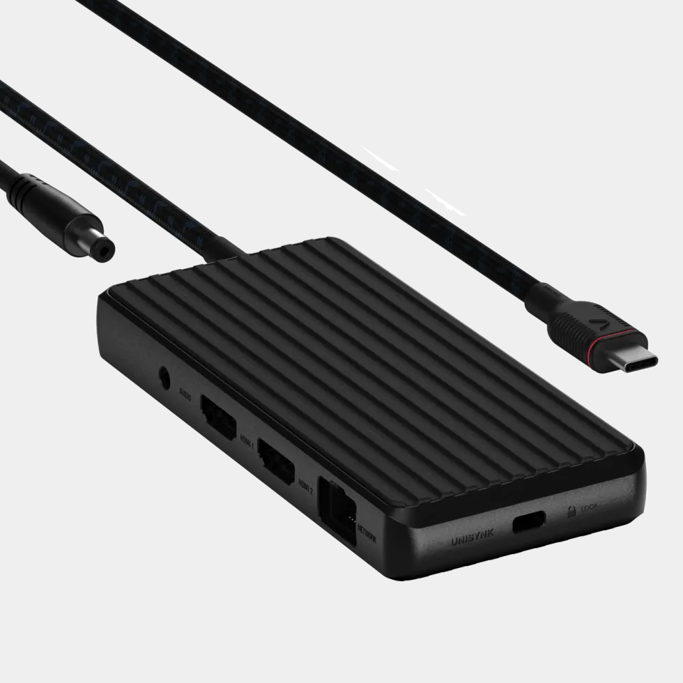 Unisynk USB-C-dokkingstasjon 9 porter 4K for to skjermer