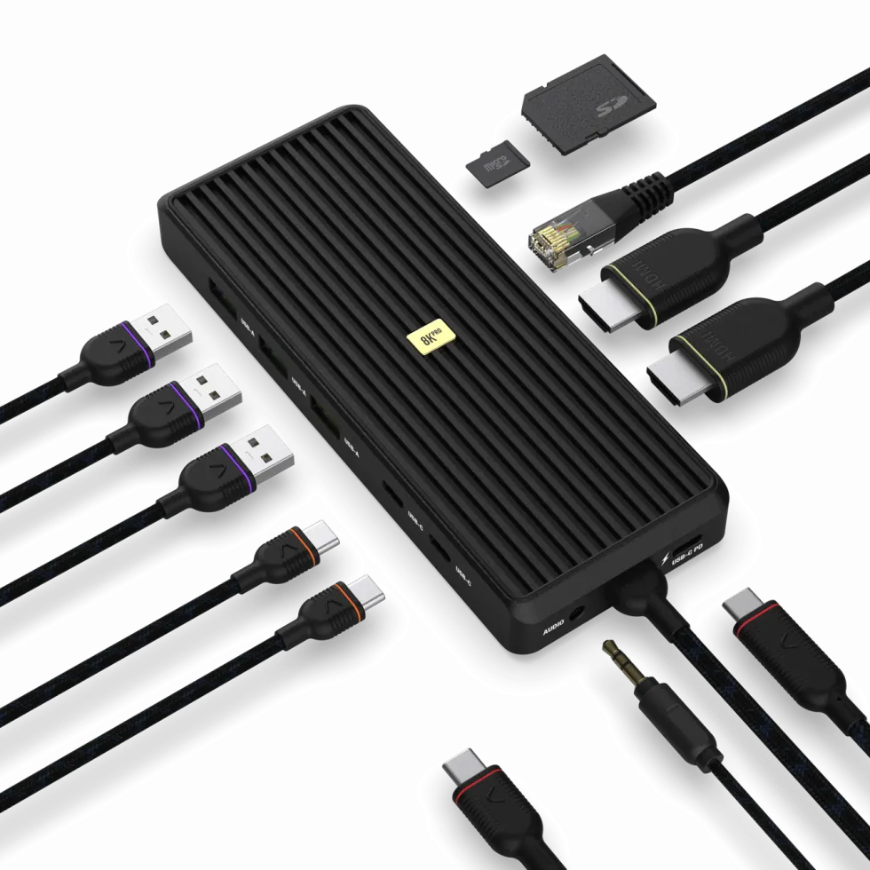 Unisynk USB-C-Hub 12 porter 8K for to skjermer