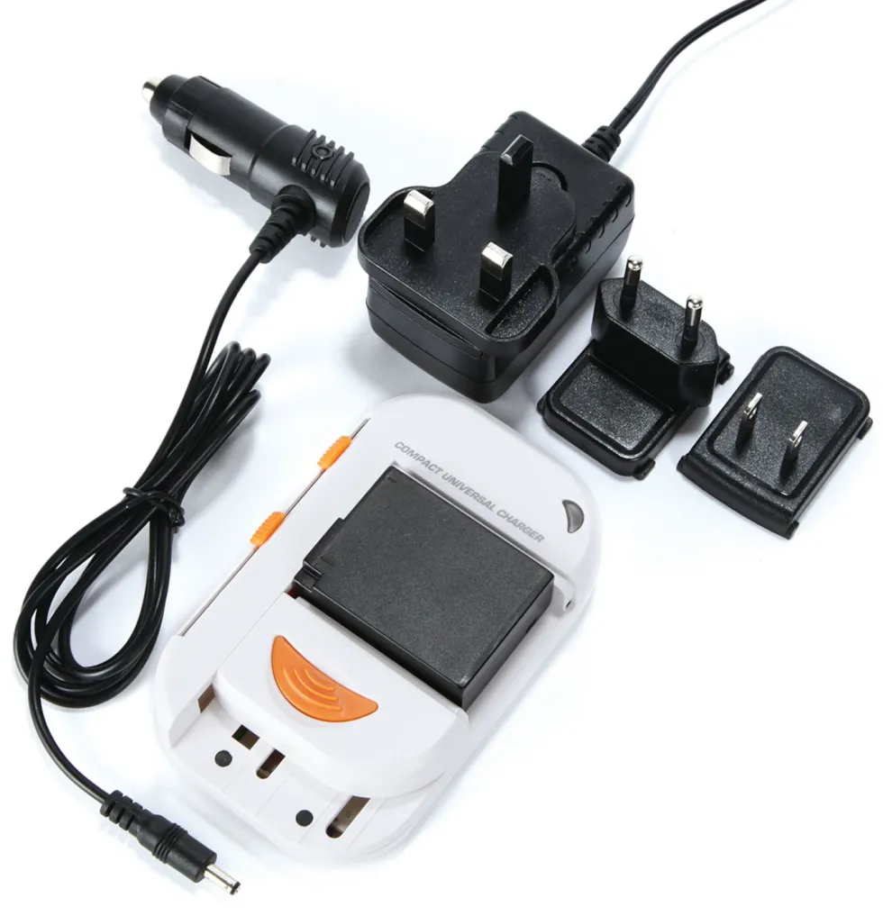 Universallader for kamera- og mobilbatteri