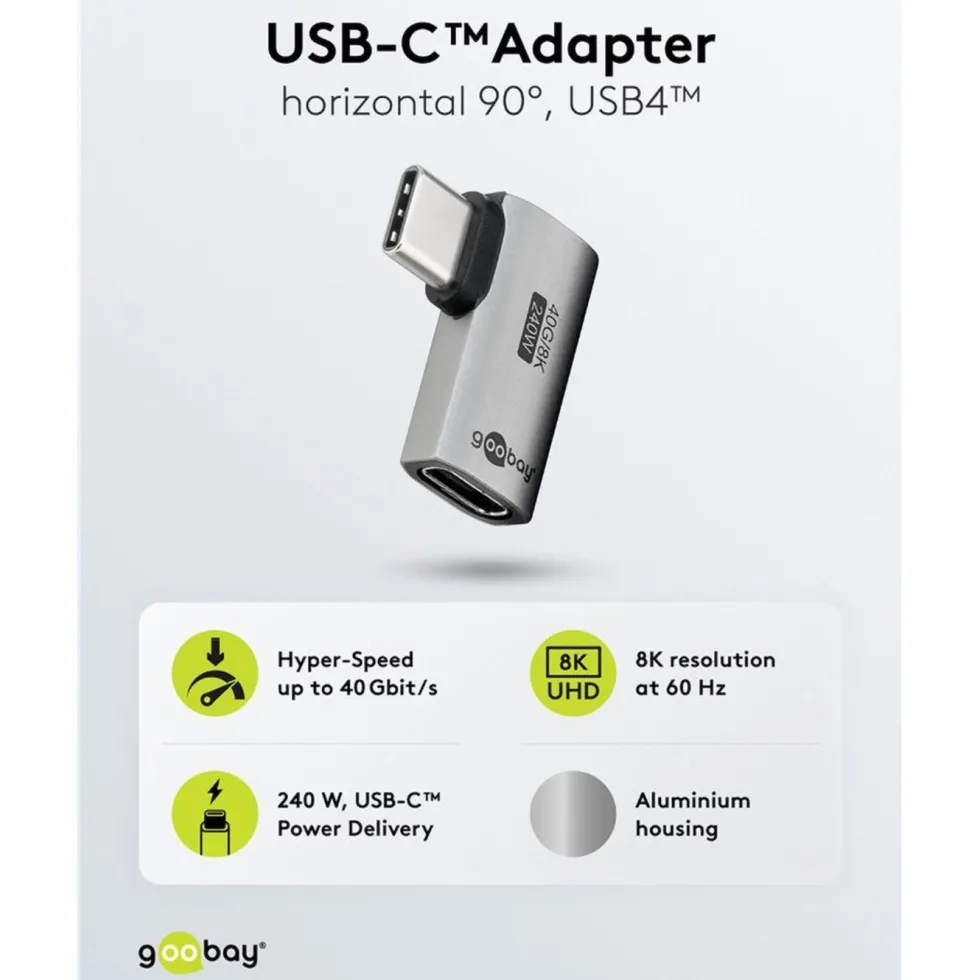 USB-C-adapter med 90° horisontal vinkel – USB4