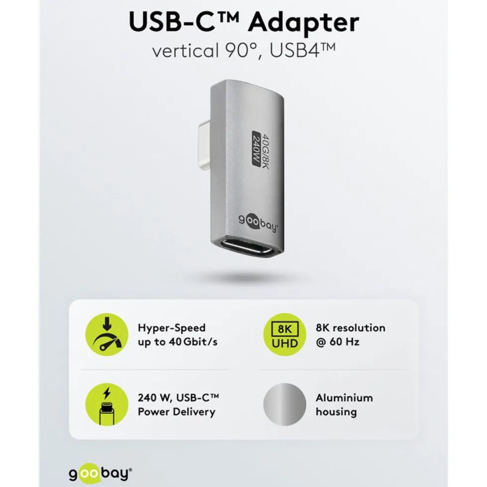 USB-C-adapter 90° med USB4-støtte