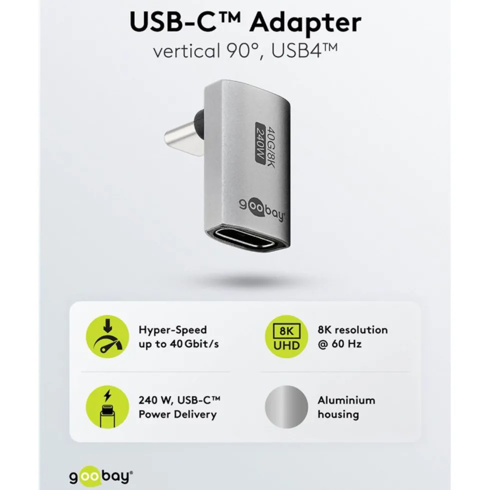 USB-C-adapter 90° vinklet med USB4-støtte