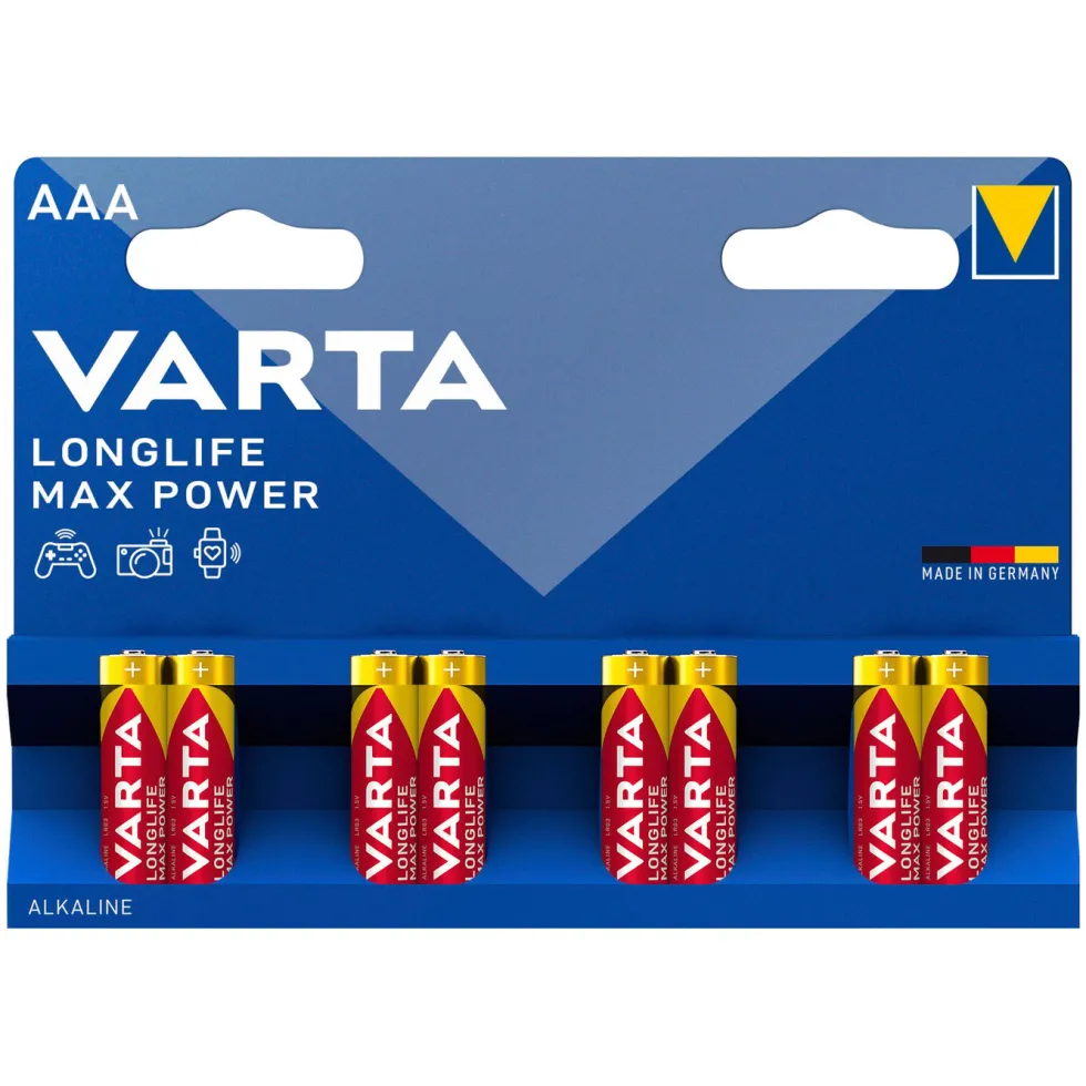 Varta Longlife Max Power AAA-batterier 8-pk.
