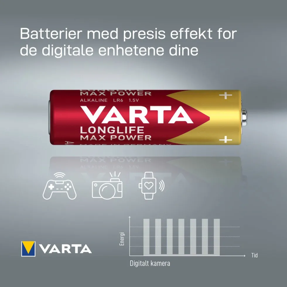Varta Longlife Max Power AA-batterier 4-pk.