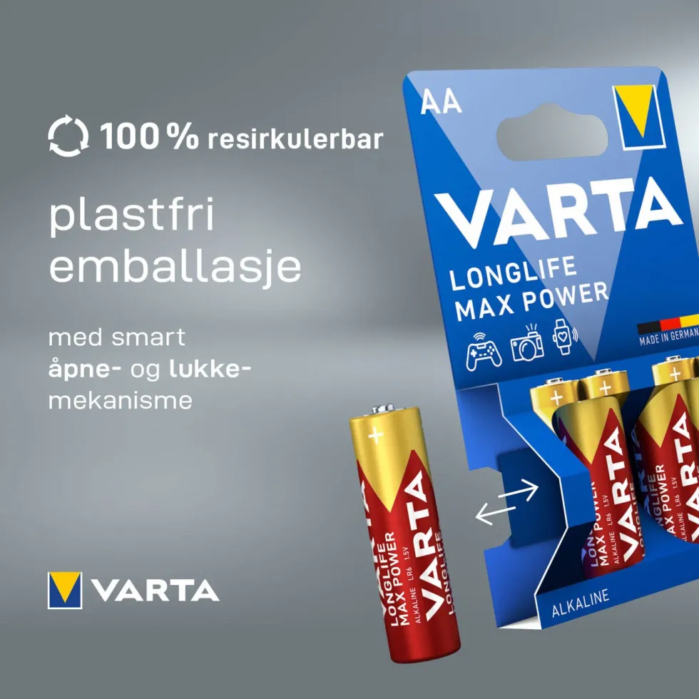 Varta Longlife Max Power AA-batterier 4-pk.