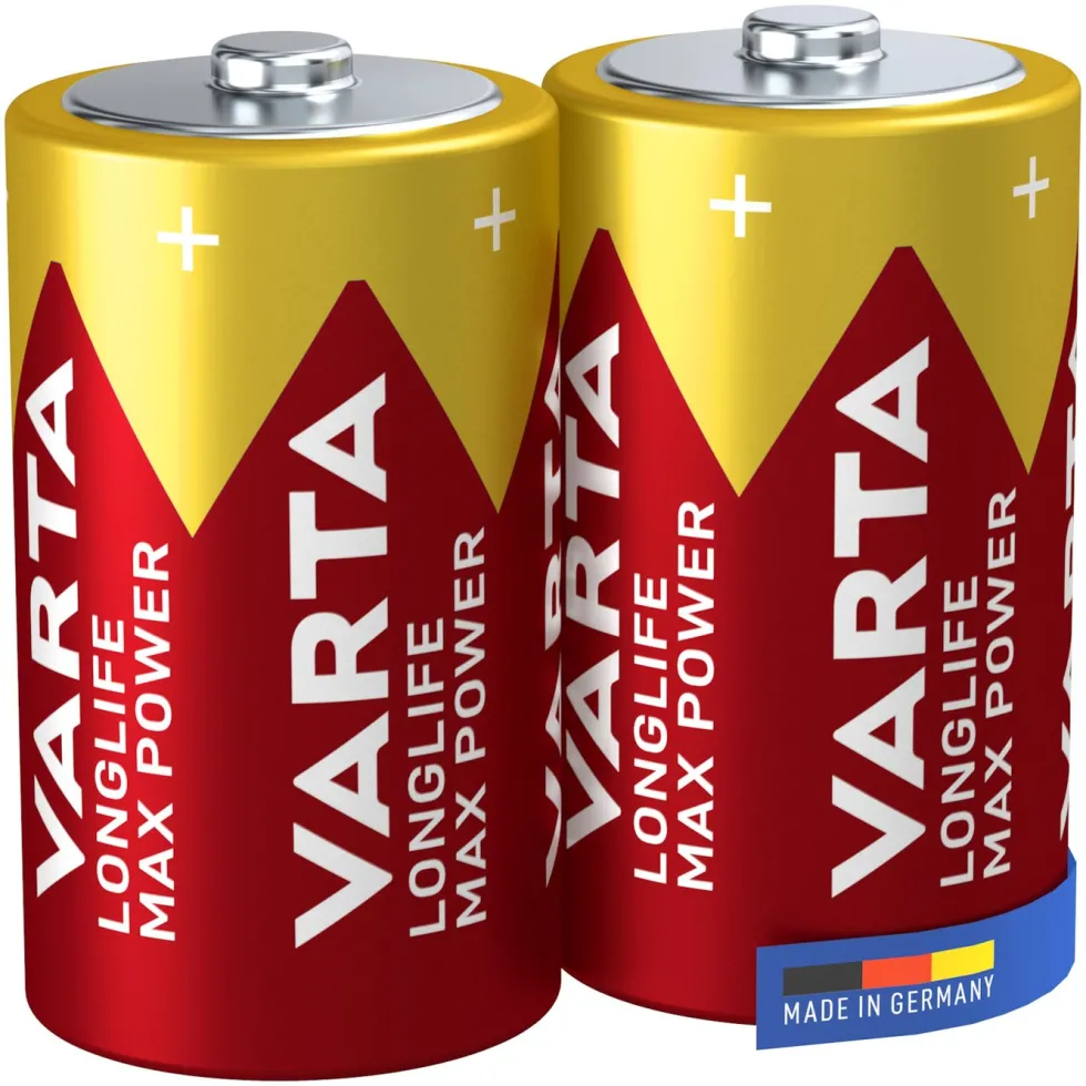 Varta Longlife Max Power D-batterier 2-pk.