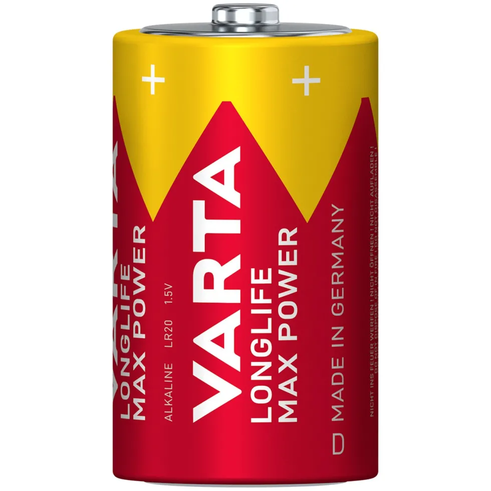 Varta Longlife Max Power D-batterier 2-pk.
