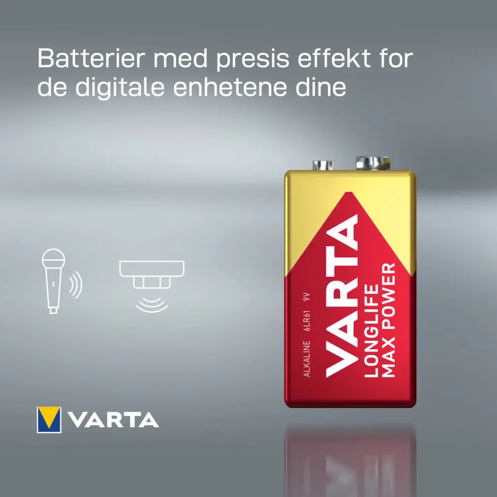 Varta Longlife Power Alkaliskt 9 V-batteri 1-pk.