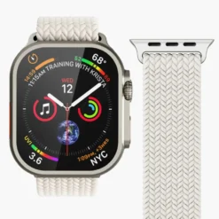 Vonmählen Woven Loop flettet rem til Apple Watch 44/45/46/49 mm Cream