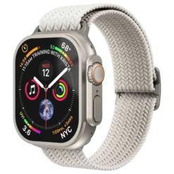 Vonmählen Woven Loop flettet rem til Apple Watch 44/45/46/49 mm Cream