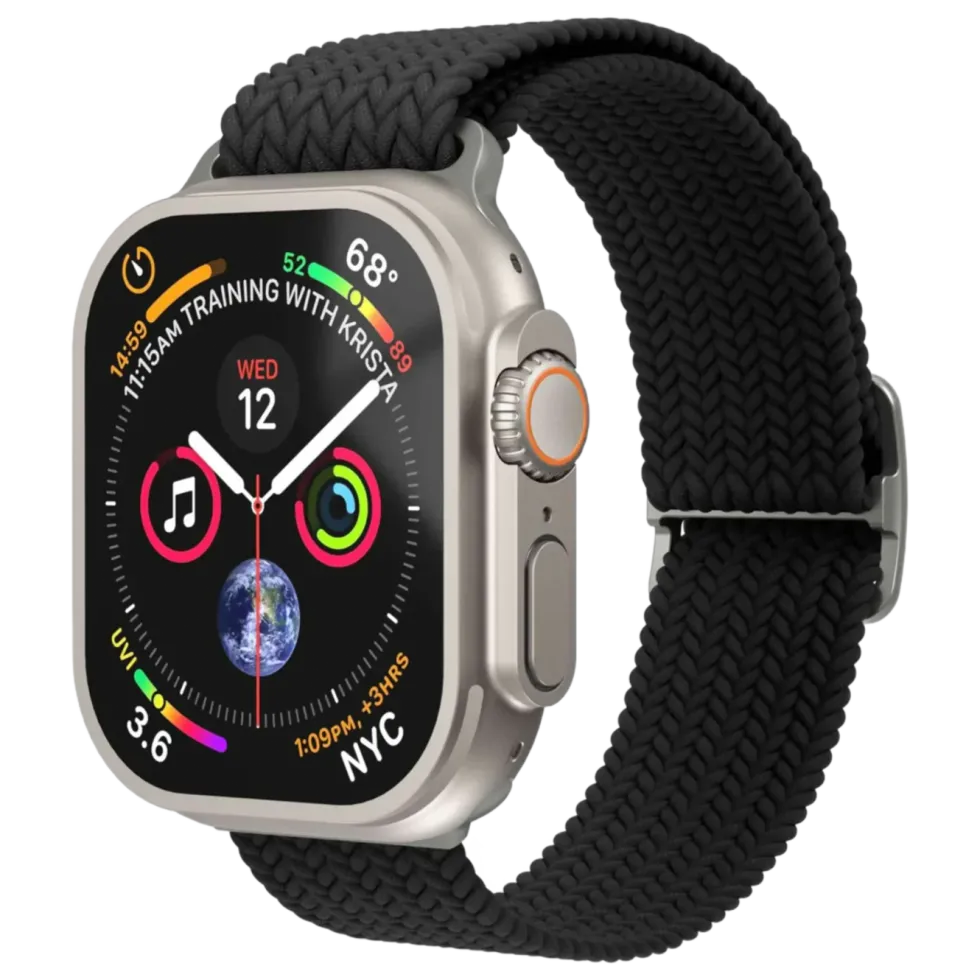 Vonmählen Woven Loop flettet rem til Apple Watch 44/45/46/49 mm Black