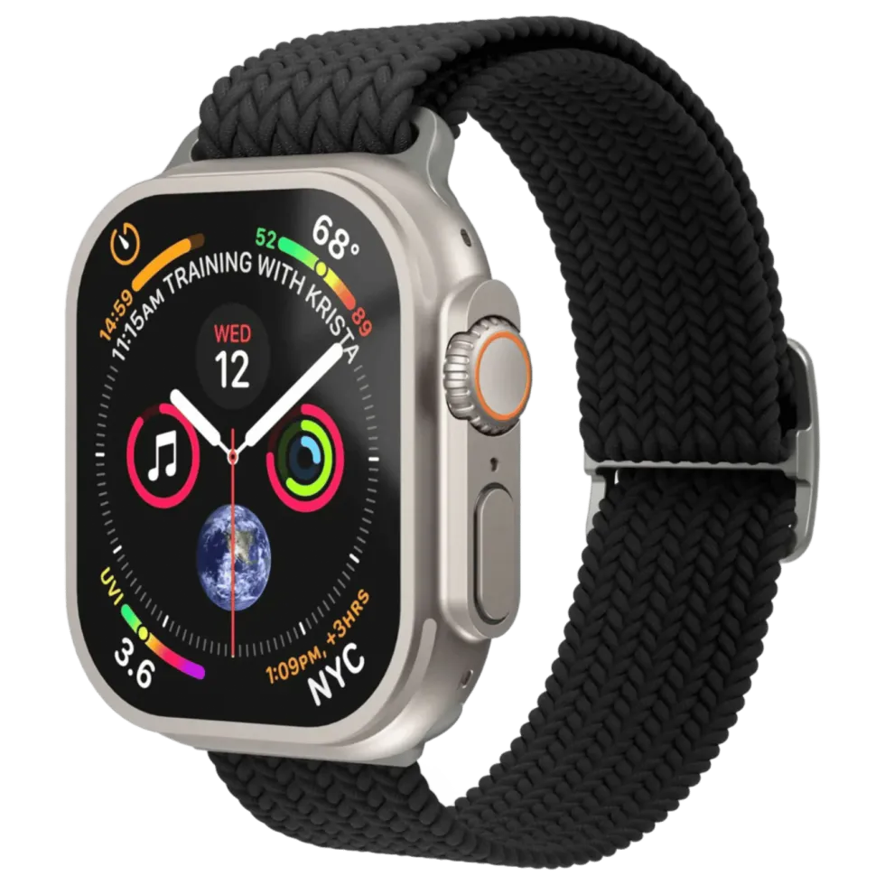Vonmählen Woven Loop flettet rem til Apple Watch 44/45/46/49 mm Black