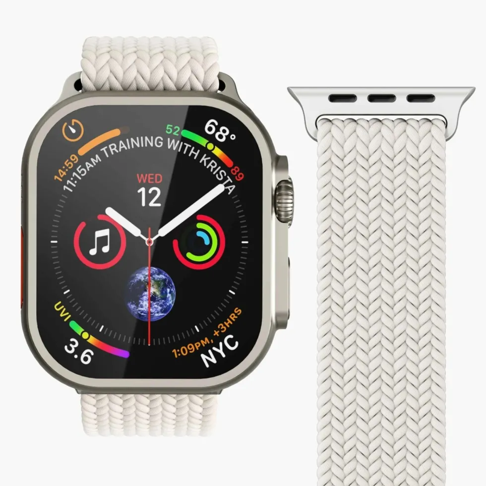 Vonmählen Woven Loop flettet rem til Apple Watch 40/41/42 mm Cream