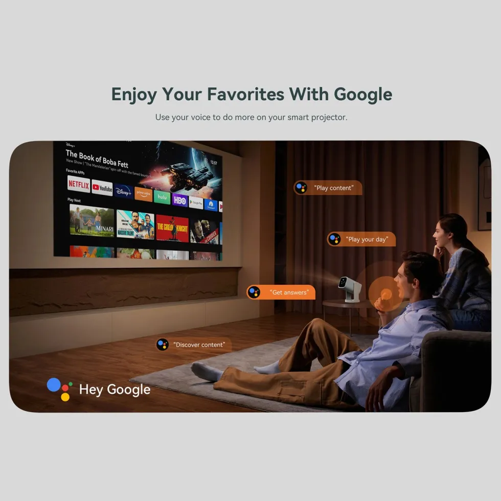Wanbo Portabel projektor med Android TV og 360° gimbalstativ