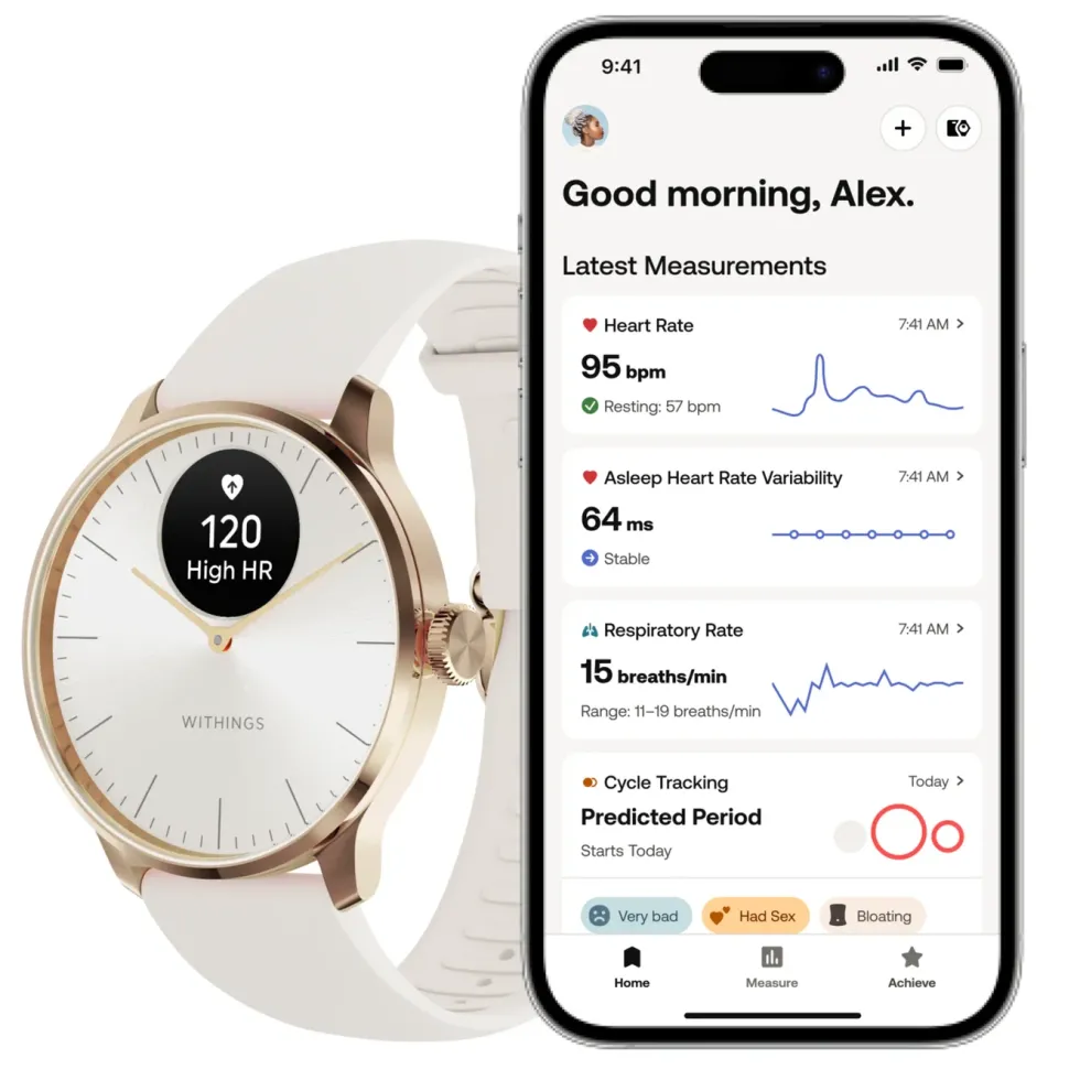 Withings Scanwatch Light Smartklokke med klassisk urskive 37 mm Rose Gold