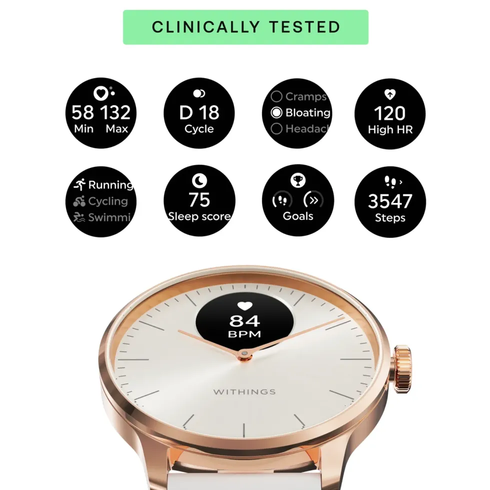 Withings Scanwatch Light Smartklokke med klassisk urskive 37 mm Rose Gold