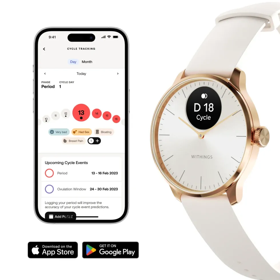 Withings Scanwatch Light Smartklokke med klassisk urskive 37 mm Rose Gold