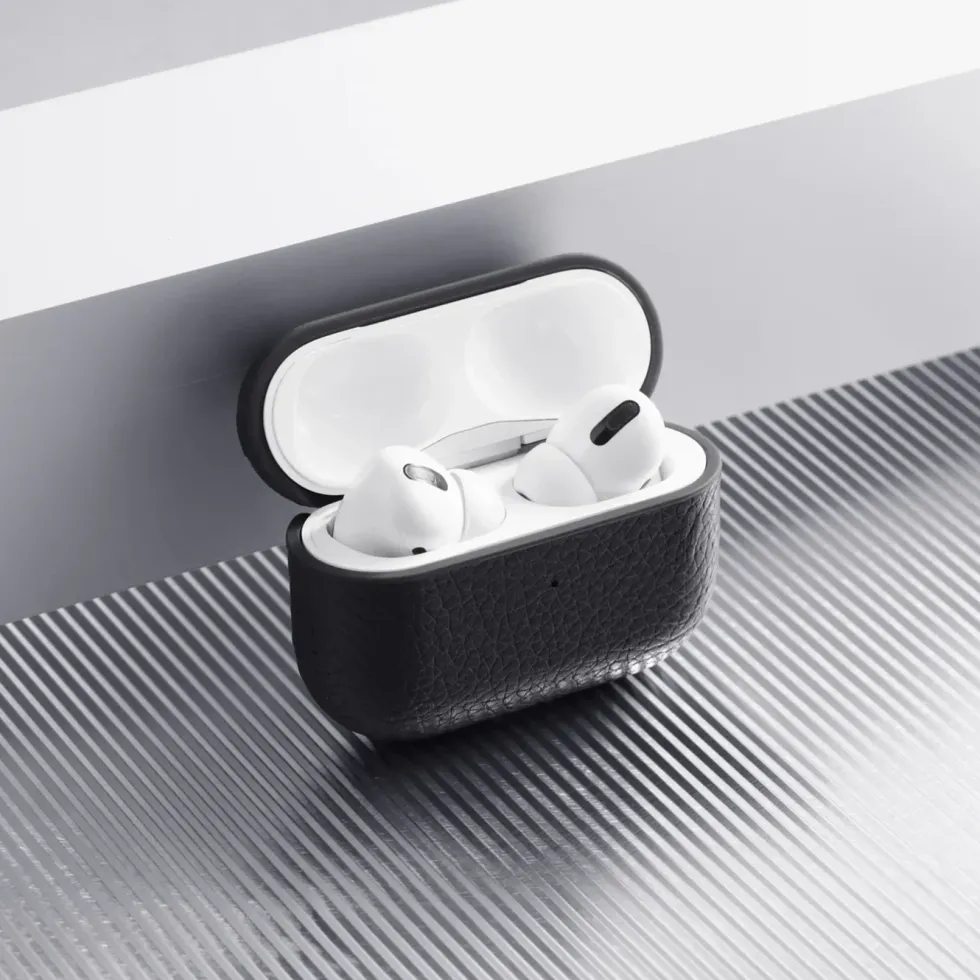 WOOLNUT Deksel i skinn til AirPods Pro 3-ladeetui Svart