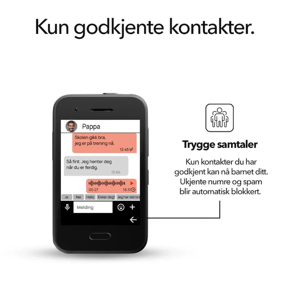 Xplora One - barnmobil uten internett og sosiale medier Svart