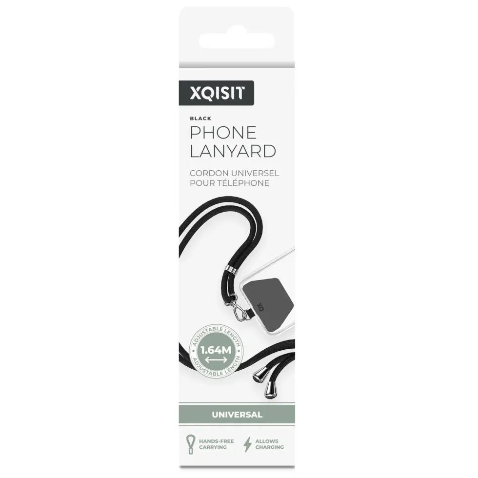 Xqisit Phone Strap Universal mobilreim for mobildeksler Svart